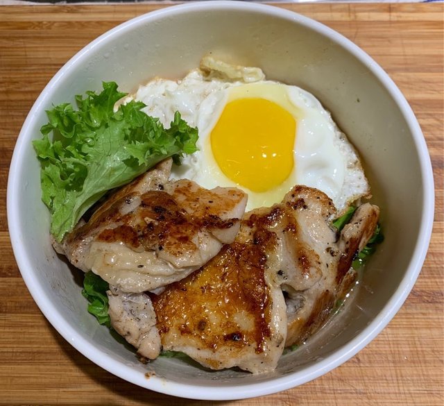 Chicken steak egg noodle with coke image